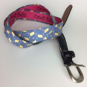 NWT Candi Belts blue & gold tie belt sz 40